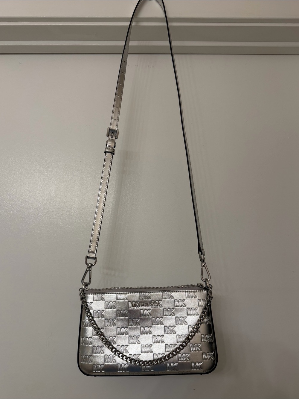 Michael Kors Silver Logo Crossbody Bag